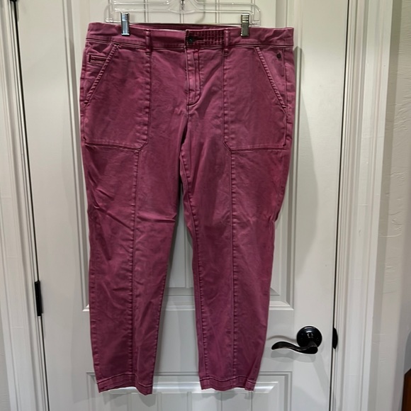 EUC Pilcro Anthropologie Pink Cotton Cropped Capris Pant Pants size 33 - Picture 1 of 8